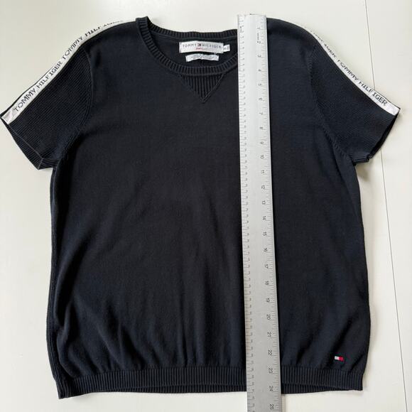 Retro Tommy Hilfiger Short Sleeve Top Logo Tape Sweater Knit Y2K Blokette Sz XL - Picture 13 of 13